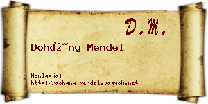 Dohány Mendel névjegykártya
